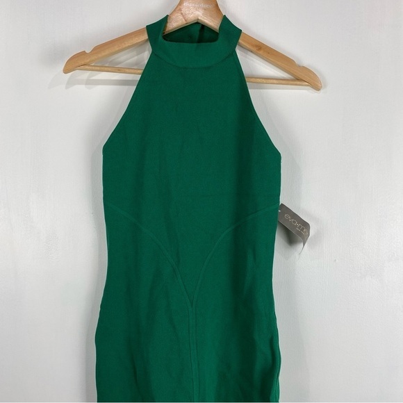 Eva Mendes: Stretchy Bodycon Sleeveless Fitted Midi Dress Emerald Green XS (NWT) - Picture 2 of 7